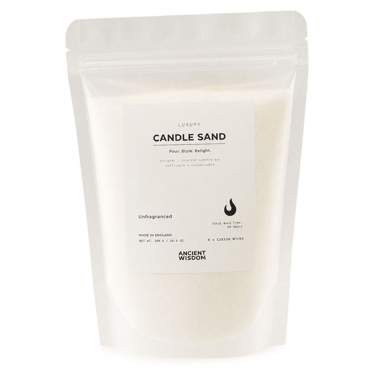 Unfragranced Candle Sand – White – 300 g – image 3