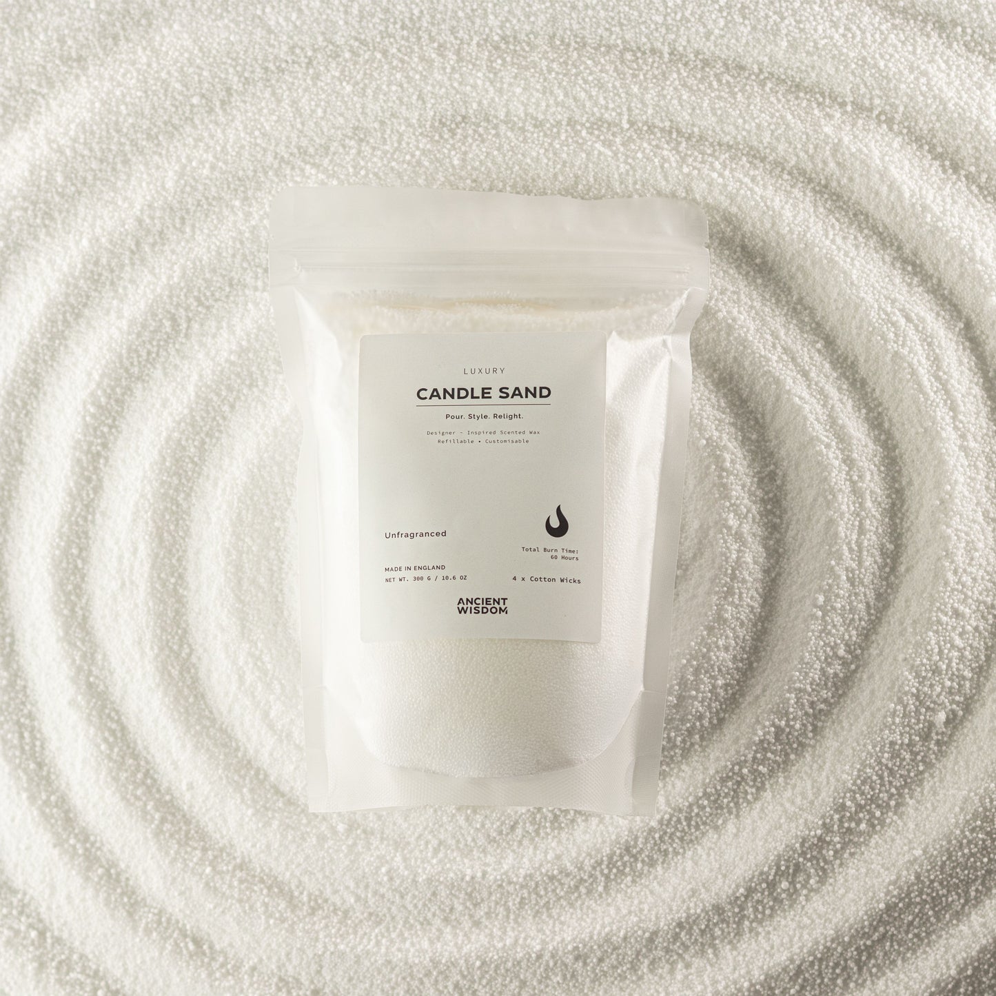 Unfragranced Candle Sand – White – 300 g – image 5