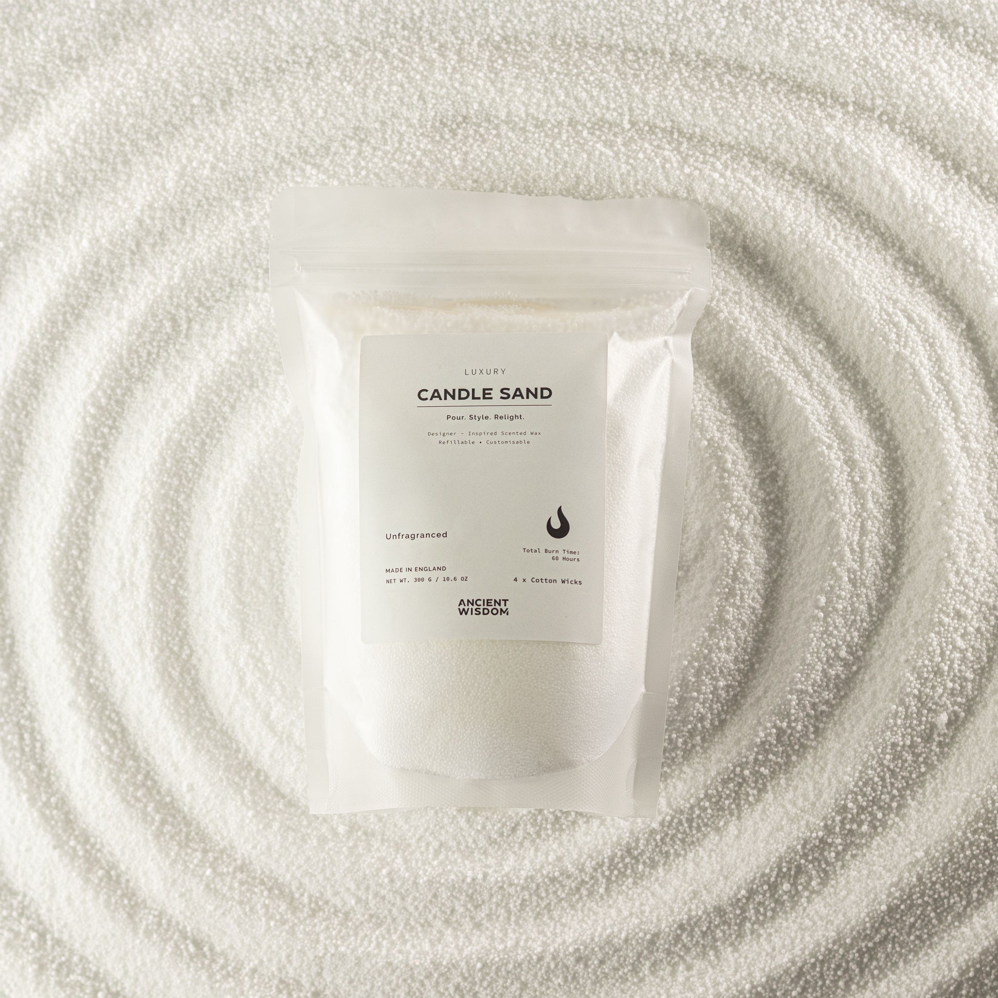 Unfragranced Candle Sand – White – 300 g – image 5