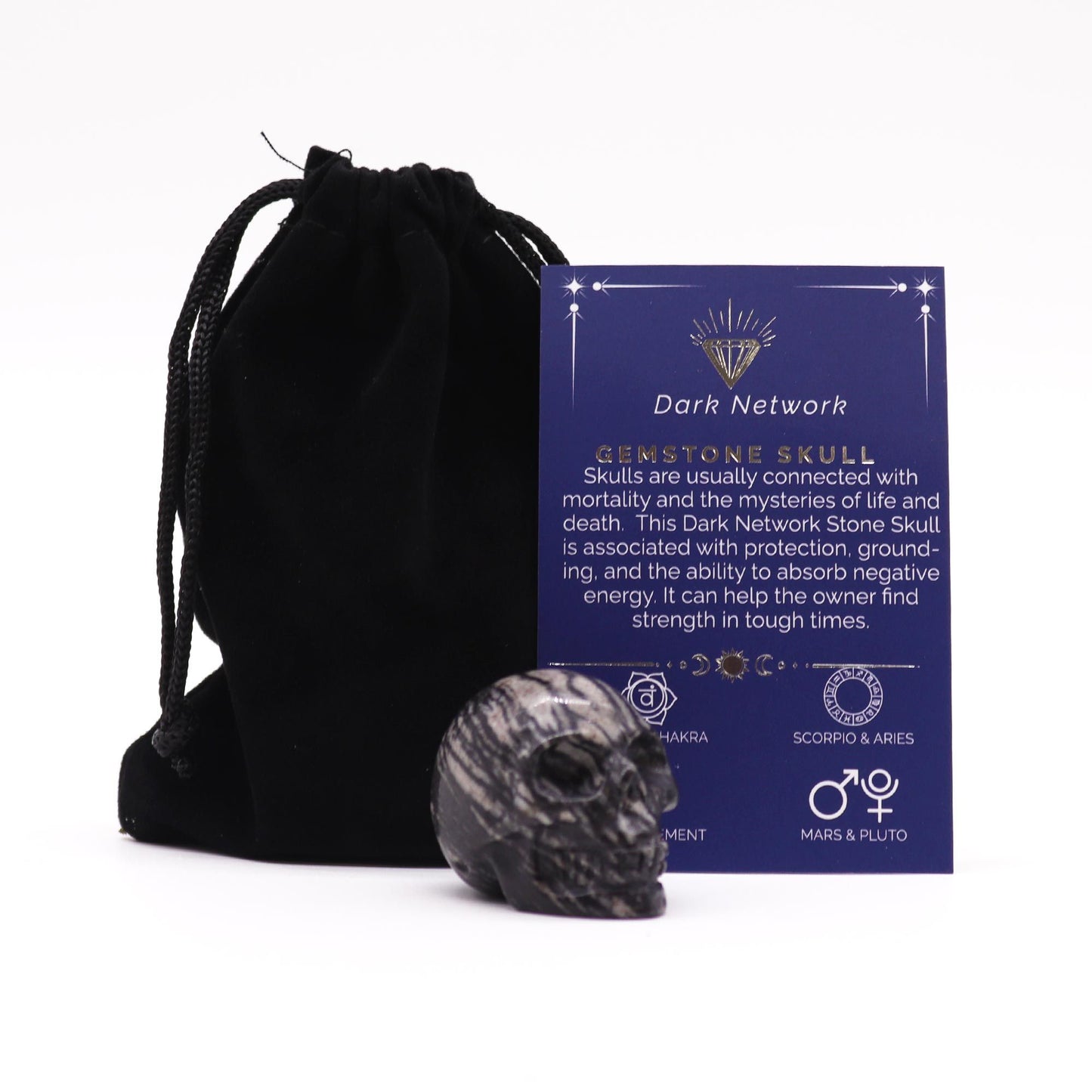 Gemstone Small Skull – Dark Network Stone