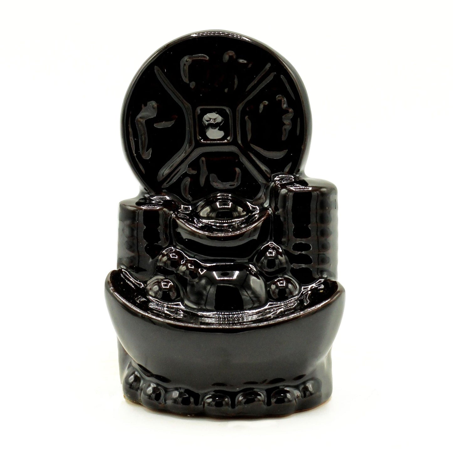 Polished Backflow Incense Burner - Ancient Chinese Coin featuring natural patterning and unique variations - Luna Panther