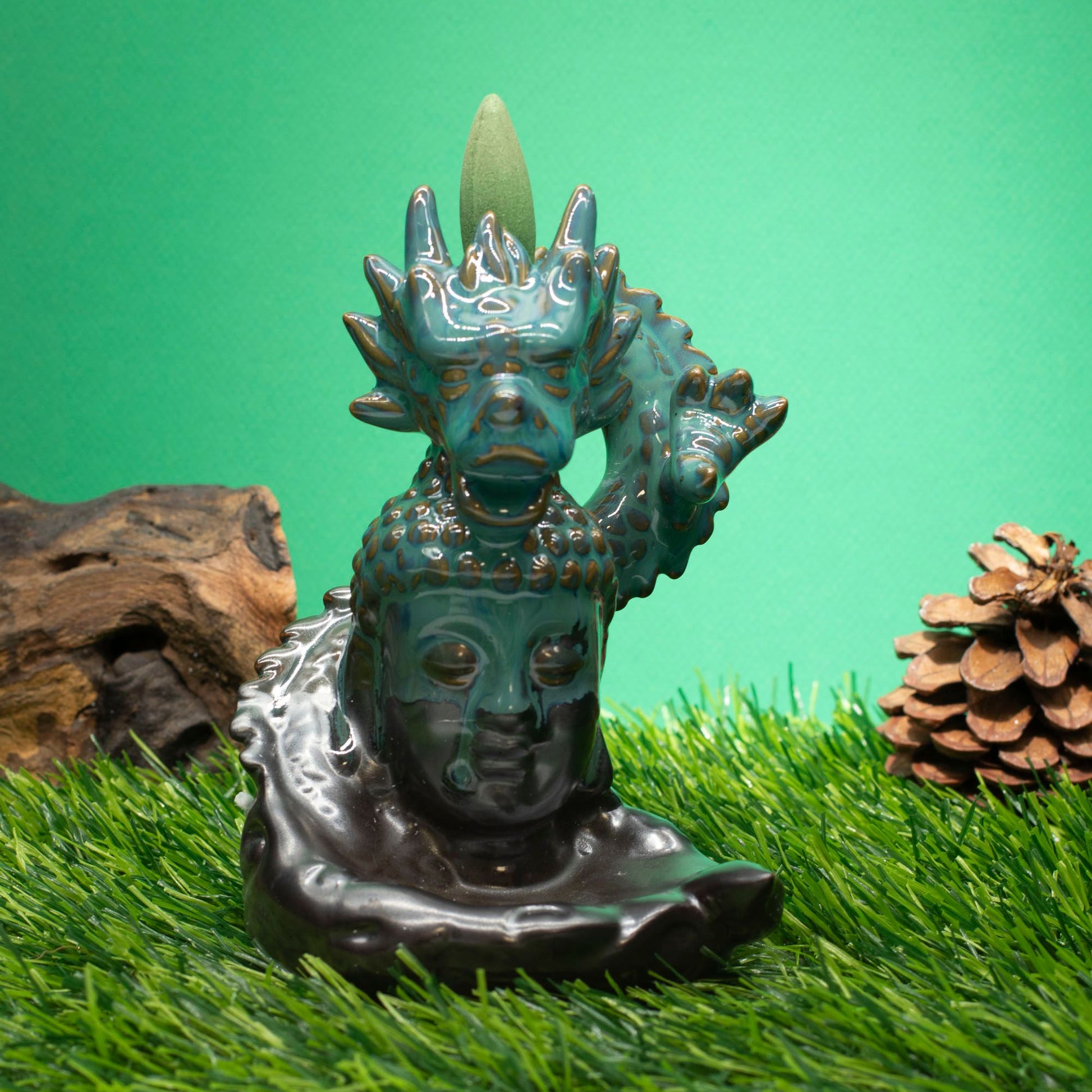 Backflow Incense Burner - Dragon Over Buddha - Luna Panther