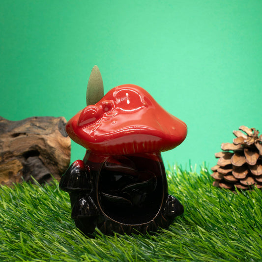 Backflow Incense Burner - Large Red Mushroom - Luna Panther alternate view