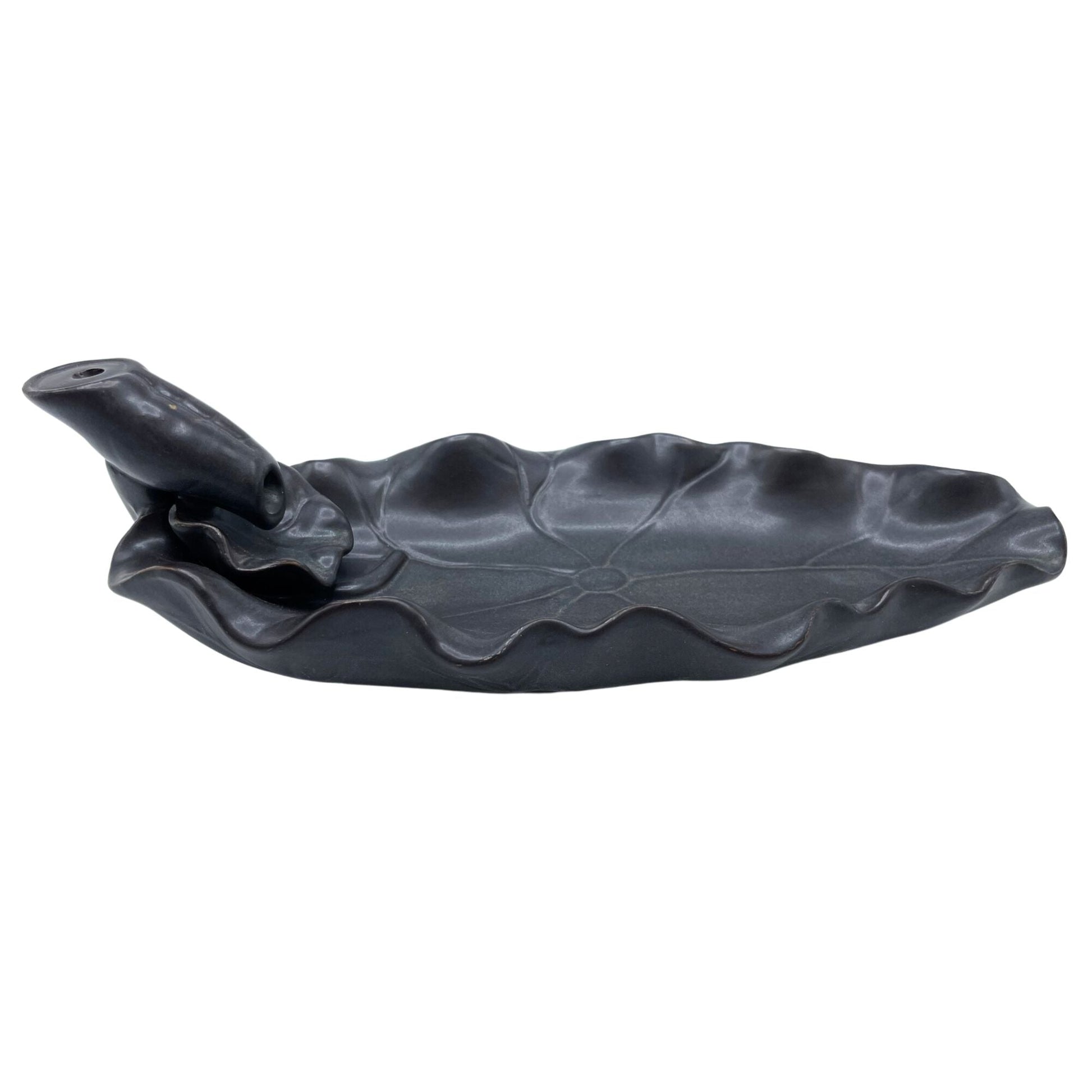 Polished Backflow Incense Burner - Lotus Flower featuring natural patterning and unique variations - Luna Panther