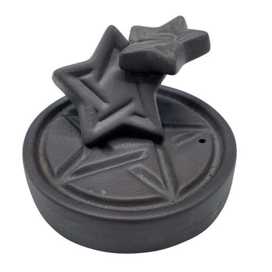 Polished Backflow Incense Burner - Pentagon Falls featuring natural patterning and unique variations - Luna Panther