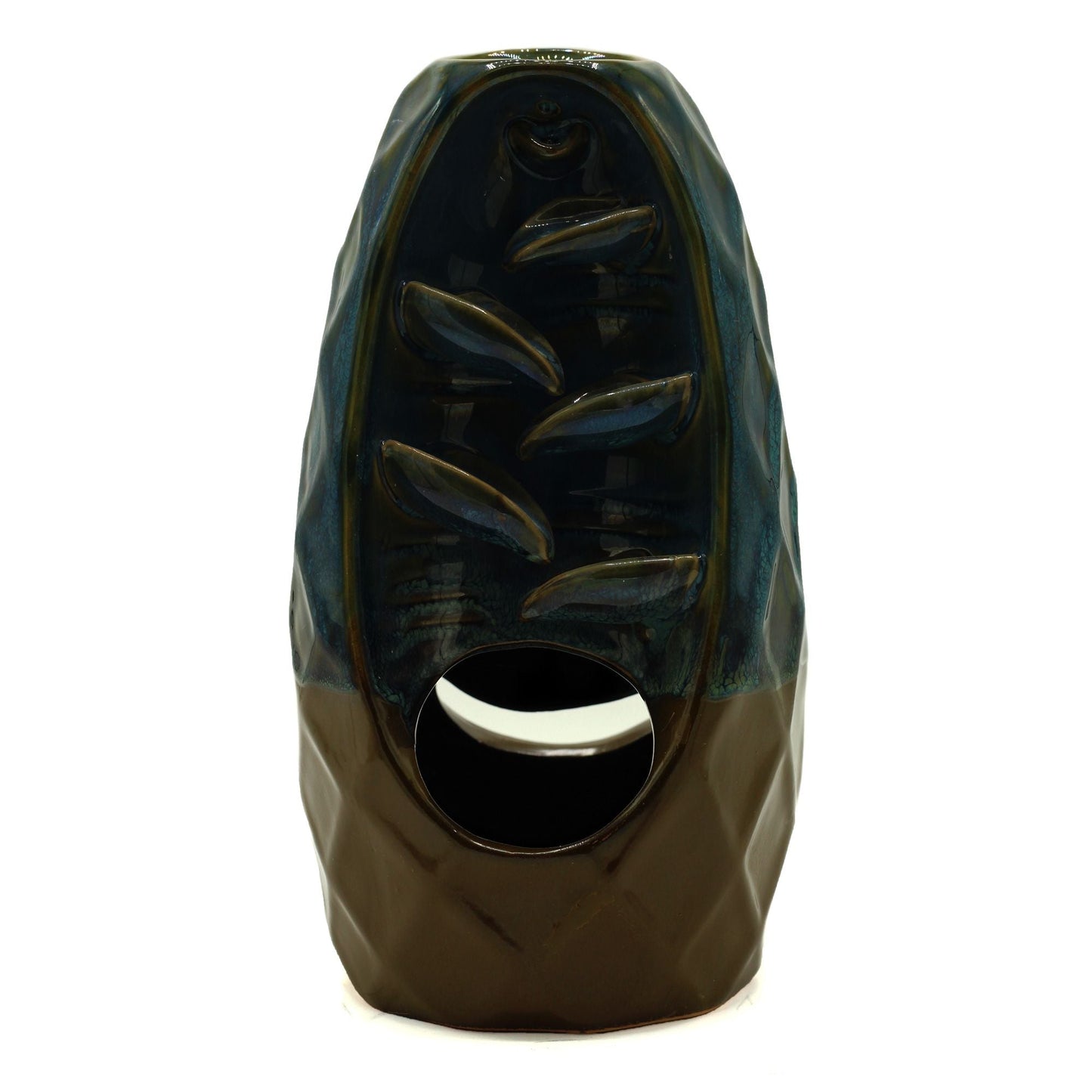 Polished Backflow Incense Burner - Pineapple Mountain & Cascade Twin Design featuring natural patterning and unique variations - Luna Panther