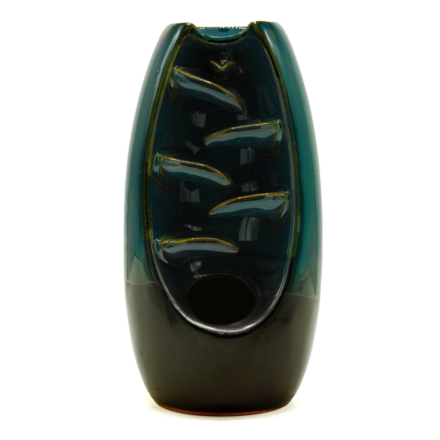 Polished Backflow Incense Burner - Serine Oval Cascade featuring natural patterning and unique variations - Luna Panther