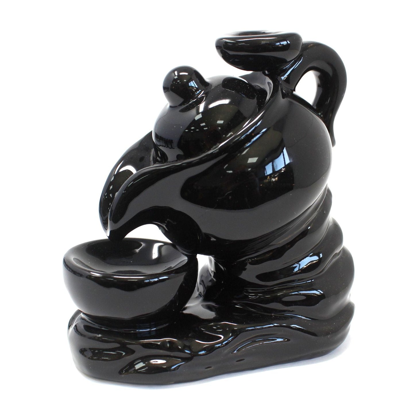 Polished Backflow Incense Burner - Tea Pot featuring natural patterning and unique variations - Luna Panther