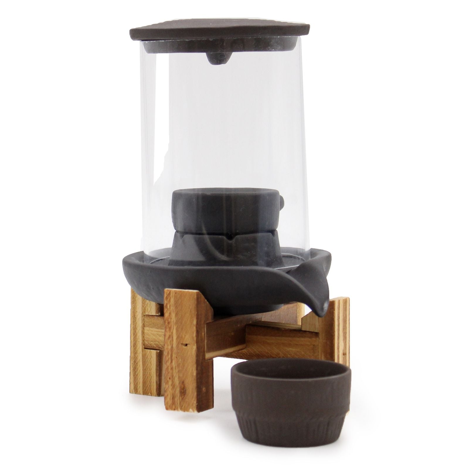 Polished Backflow Incense Burner - Teahouse Waterfall featuring natural patterning and unique variations - Luna Panther