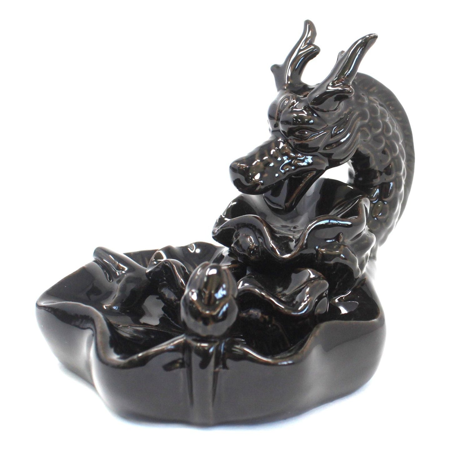 Polished Backflow Incense Burner - XL Dragon Pool featuring natural patterning and unique variations - Luna Panther