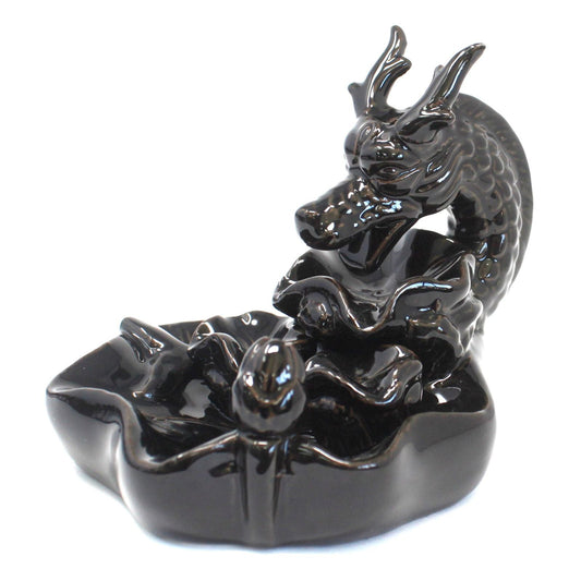 Polished Backflow Incense Burner - XL Dragon Pool featuring natural patterning and unique variations - Luna Panther