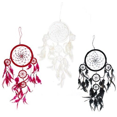 Polished Bali Dreamcatchers - Large Round - Black/White/Red featuring natural patterning and unique variations - Luna Panther