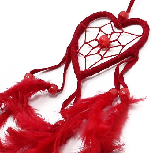 Polished Bali Dreamcatchers - Small Heart - Black/White/Red featuring natural patterning and unique variations - Luna Panther