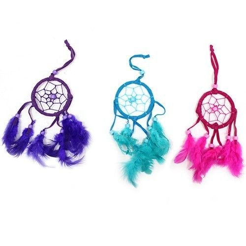 Polished Bali Dreamcatchers - Small Round - Turq/Pink/Purp featuring natural patterning and unique variations - Luna Panther
