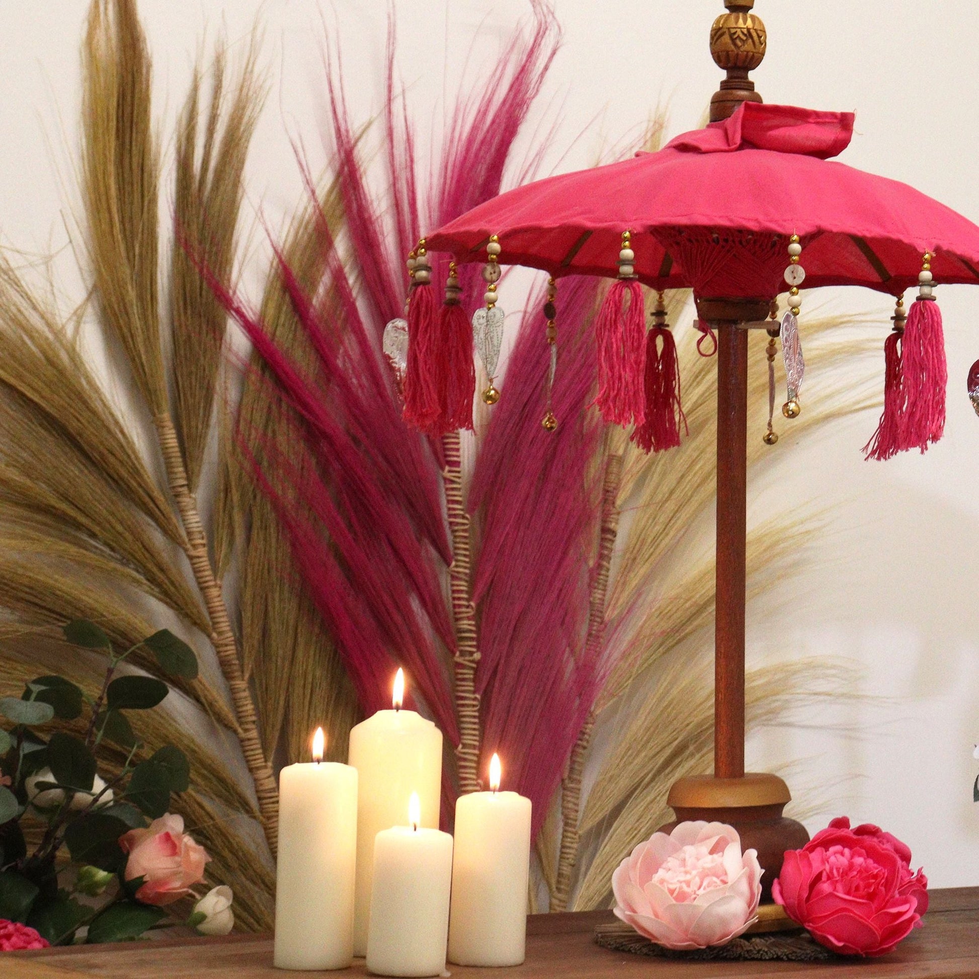 Bali Home Decor Parasol - Cotton - Pink - 40cm - Luna Panther