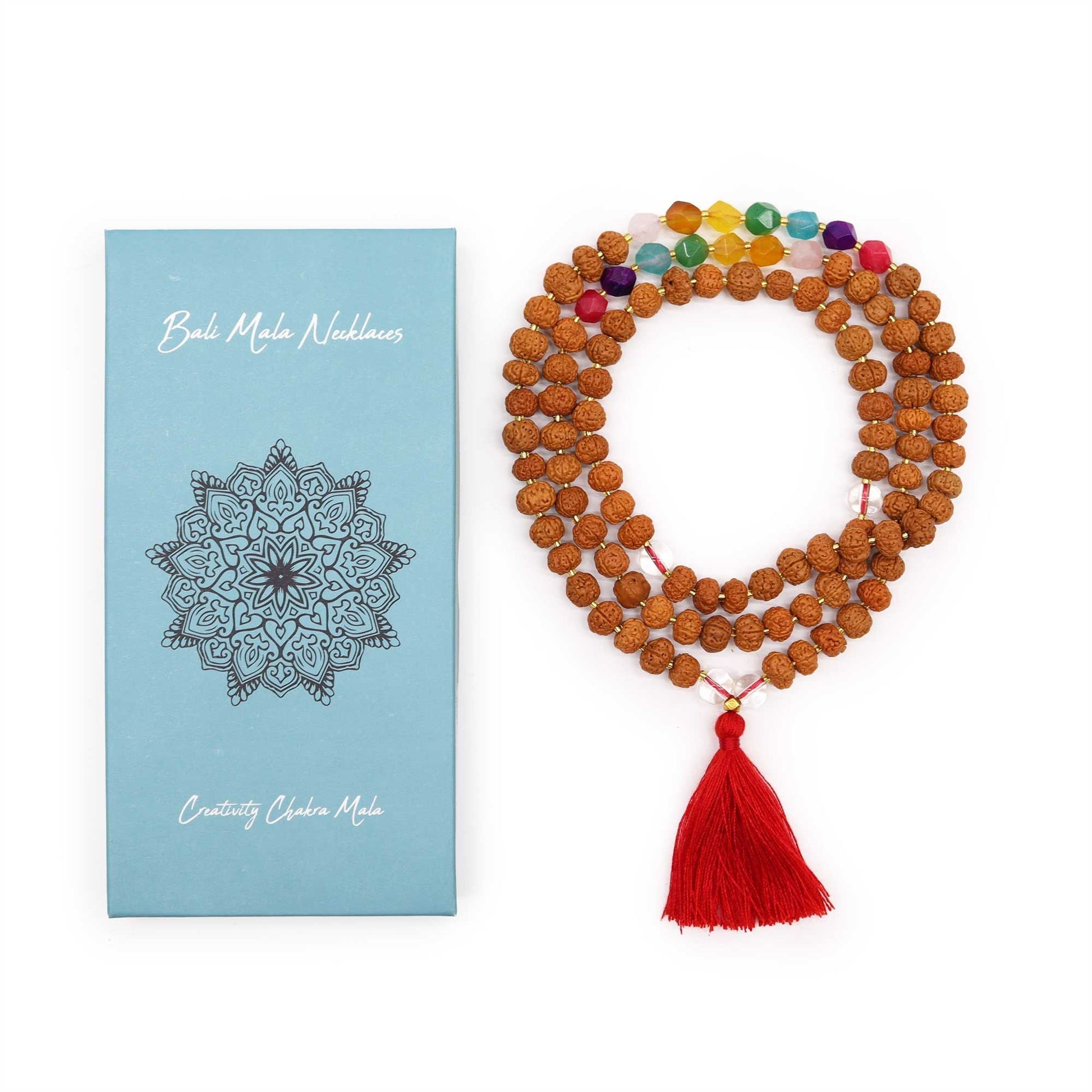 Polished Bali Mala Necklace - Creativity Chakra featuring natural patterning and unique variations - Luna Panther