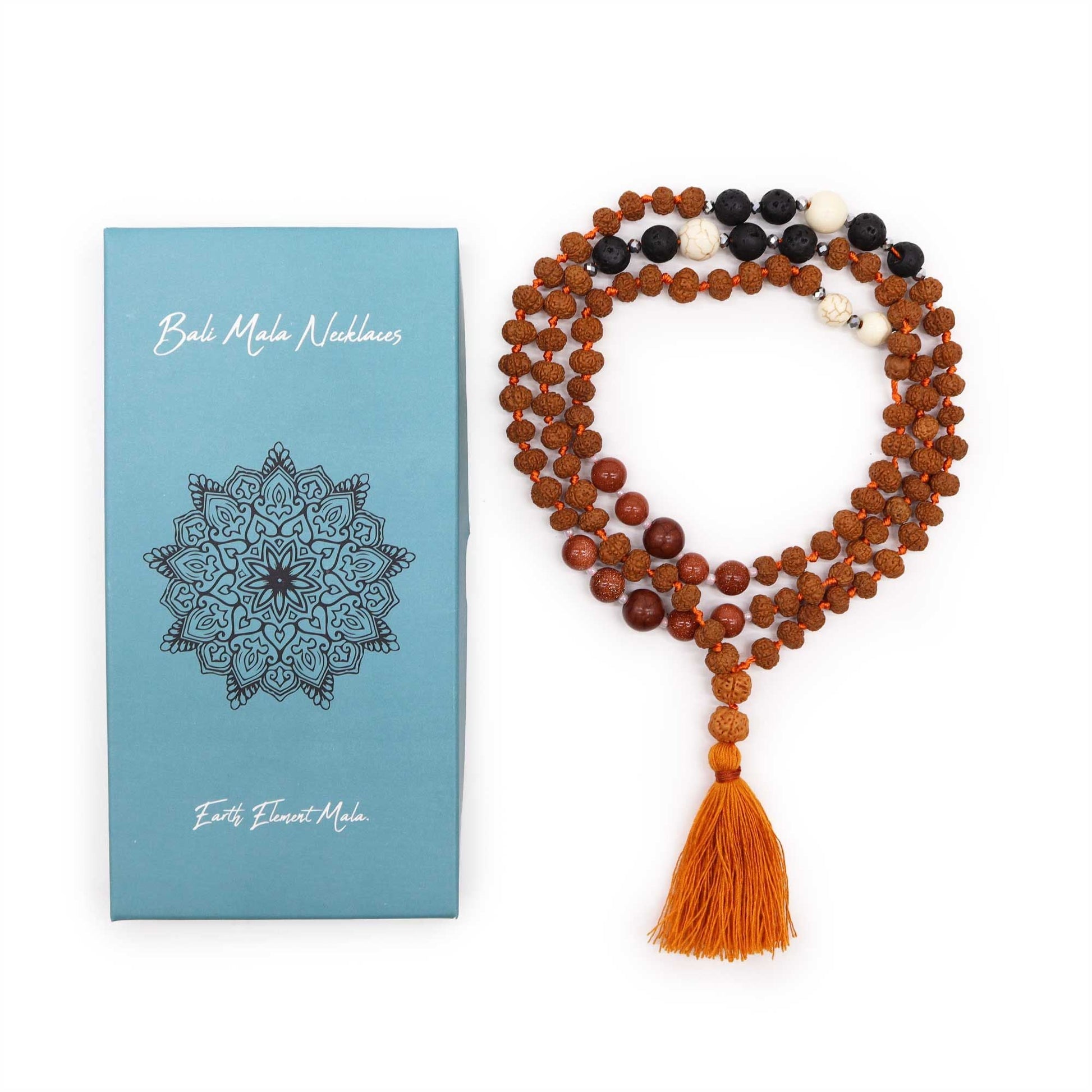 Polished Bali Mala Necklace - Earth Element featuring natural patterning and unique variations - Luna Panther