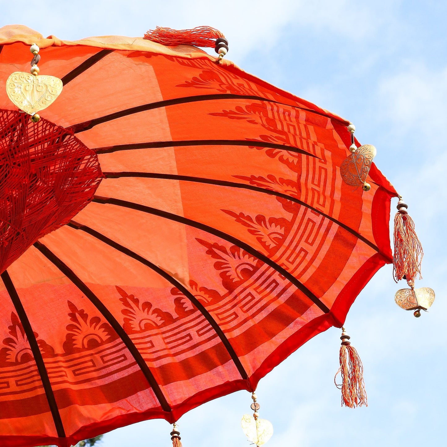 Bali Patio Parasol - Cotton - Orange Decor - 1.5m - Luna Panther