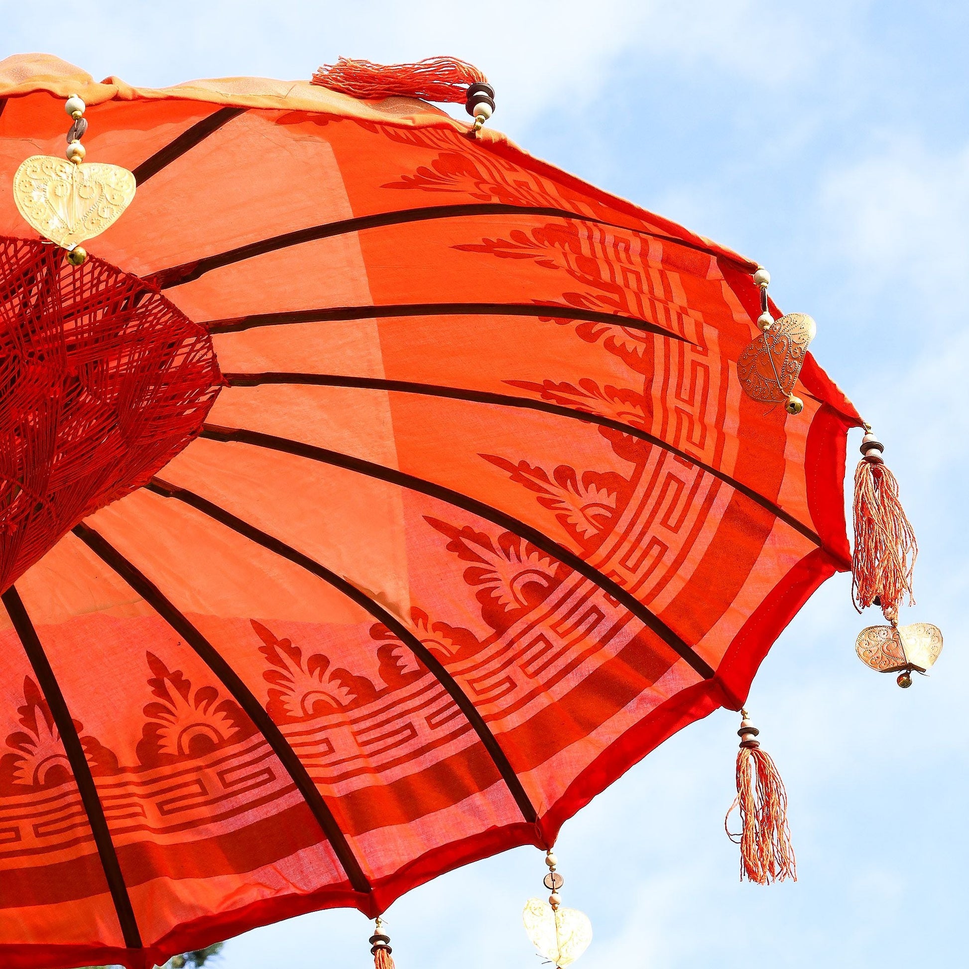 Bali Patio Parasol - Cotton - Orange Decor - 1.5m - Luna Panther