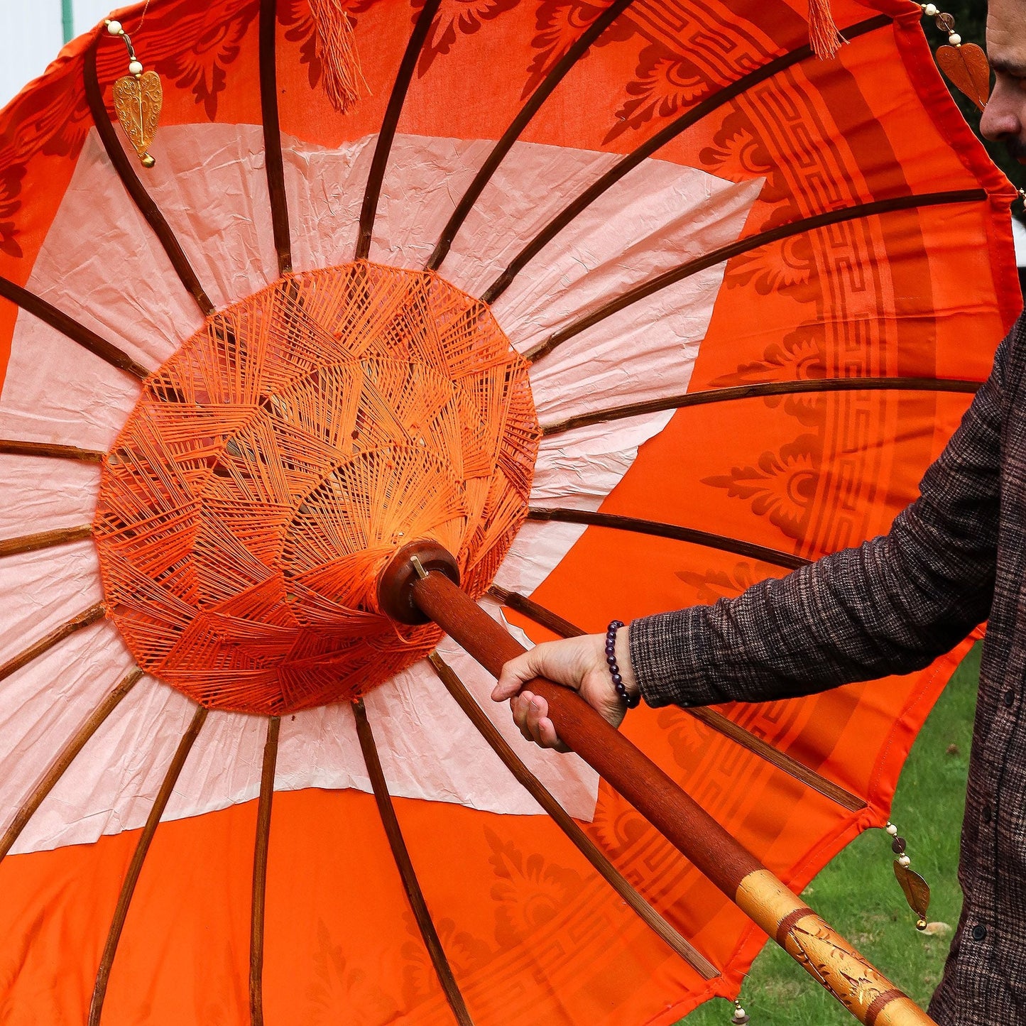 Bali Patio Parasol - Cotton - Orange Decor - 1.5m - Luna Panther