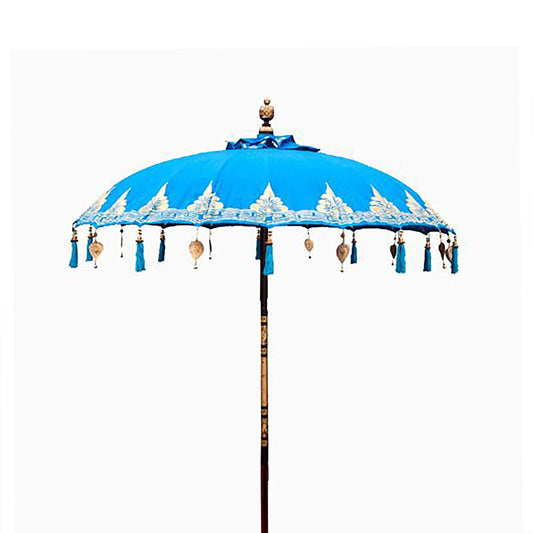 Bali Patio Parasol - Cotton - Turquoise Decor - 1.5m - Luna Panther
