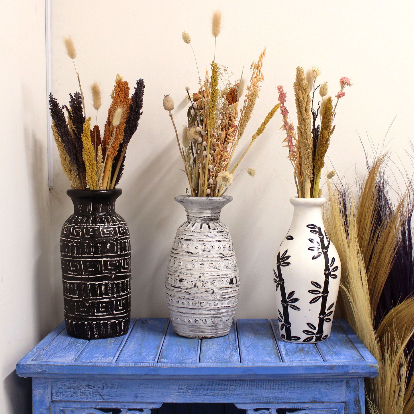 Bamboo Motif Shaped Vase - Natural - Luna Panther