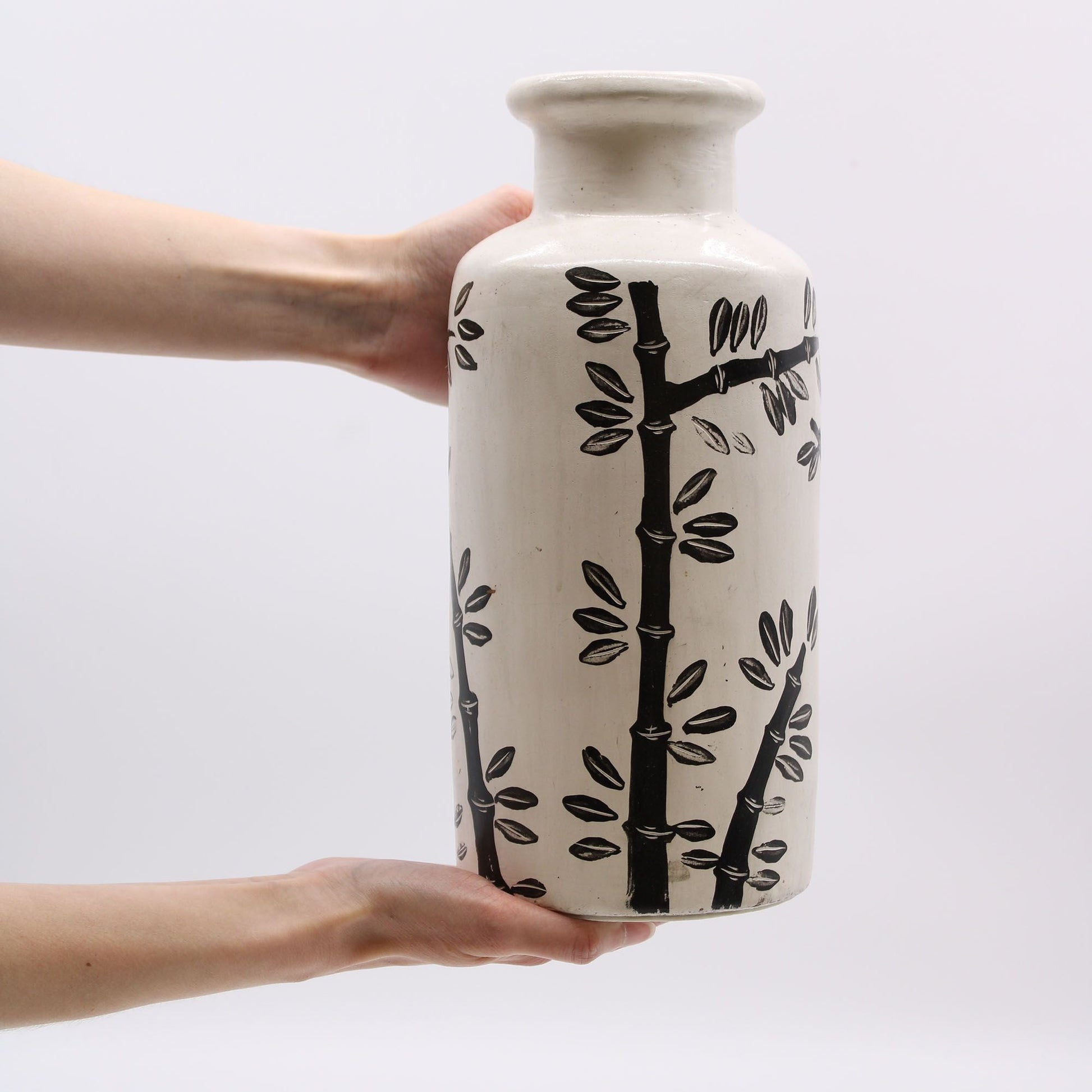 Bamboo Motif Straight Vase - Natural - Luna Panther