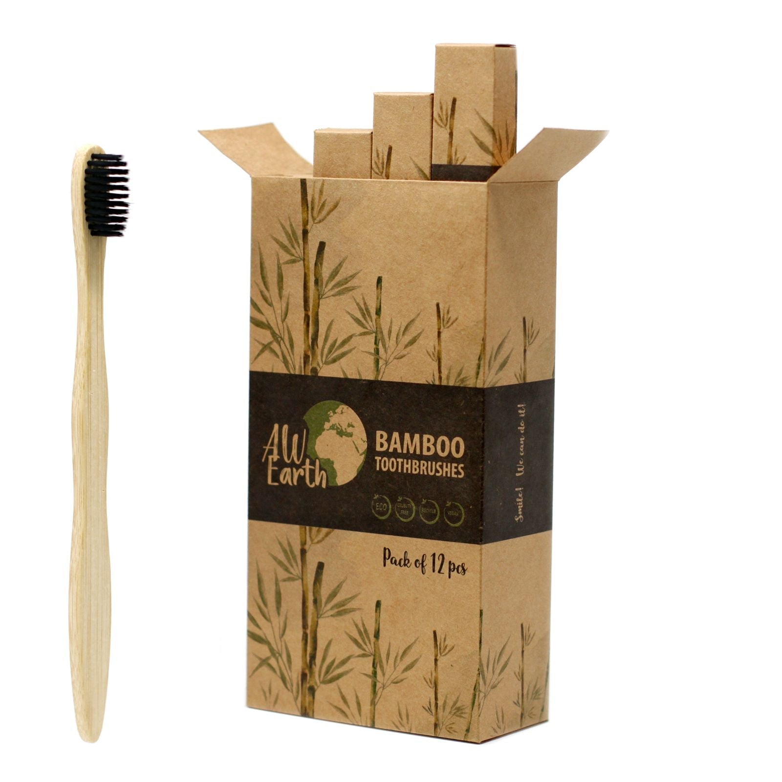 Bamboo Toothbrush – Charcoal Medium Soft - Luna Panther
