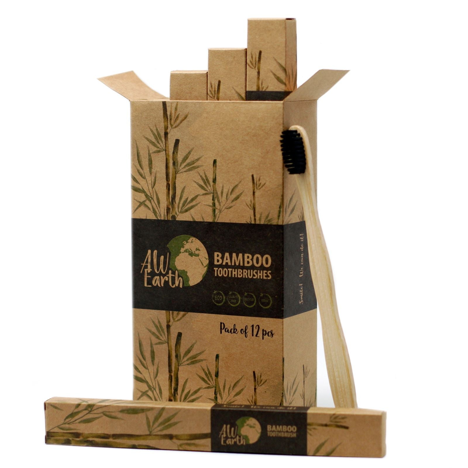 Bamboo Toothbrush – Charcoal Medium Soft - Luna Panther
