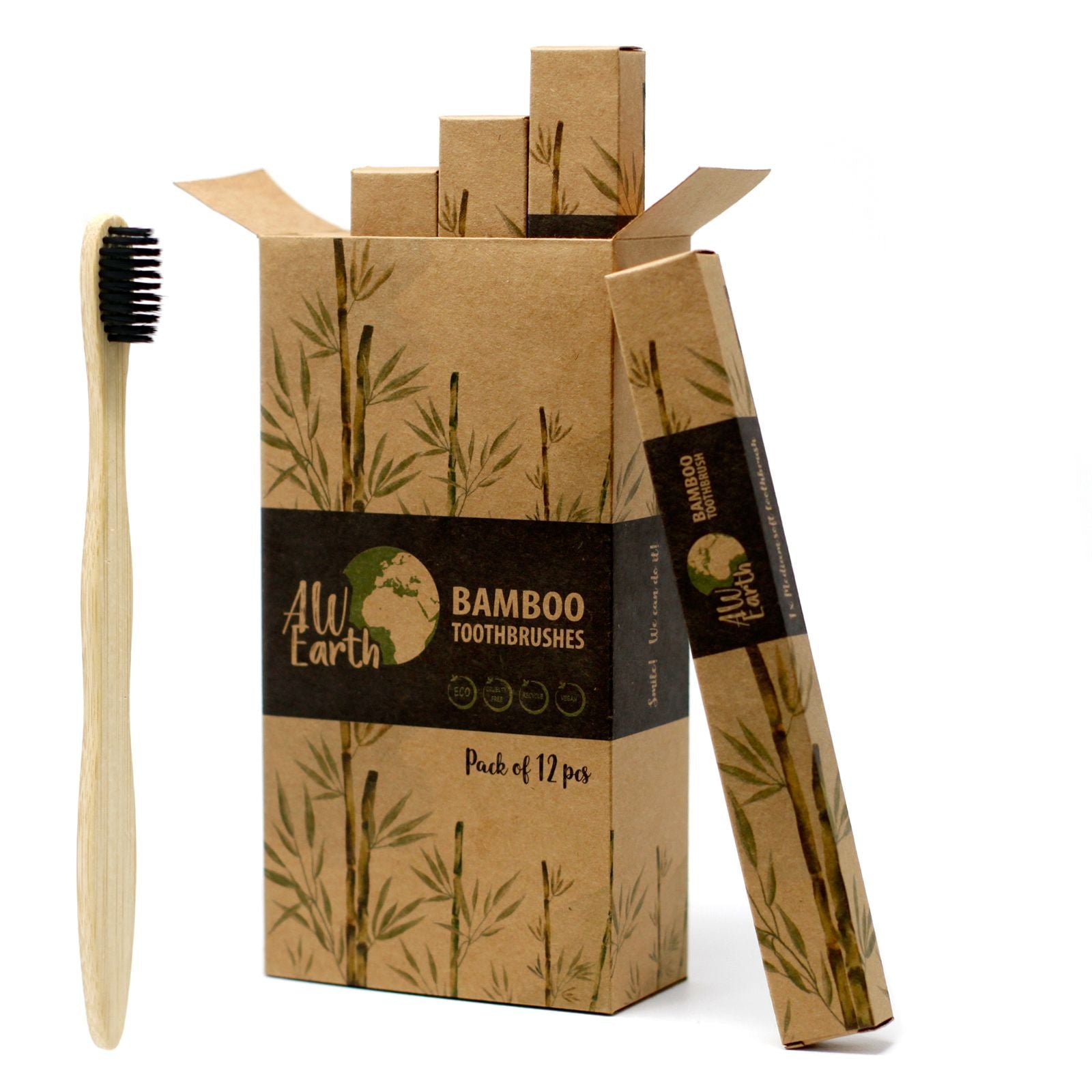 Bamboo Toothbrush – Charcoal Medium Soft - Luna Panther