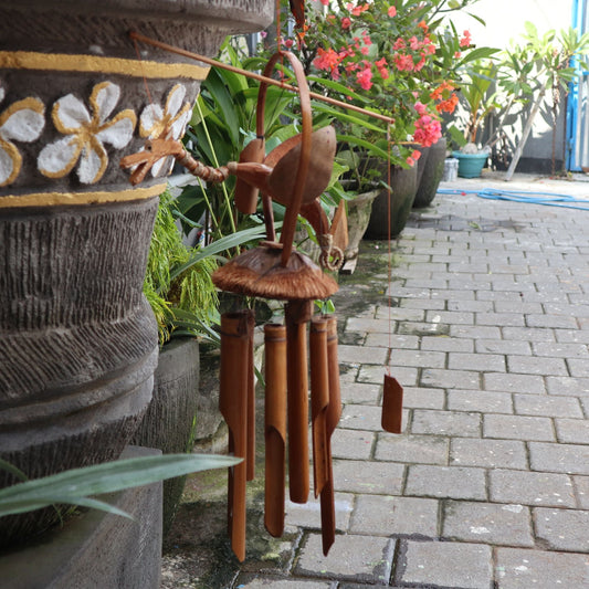 Bamboo Windchime - Natural finish - Coconut Dragon - Luna Panther alternate view