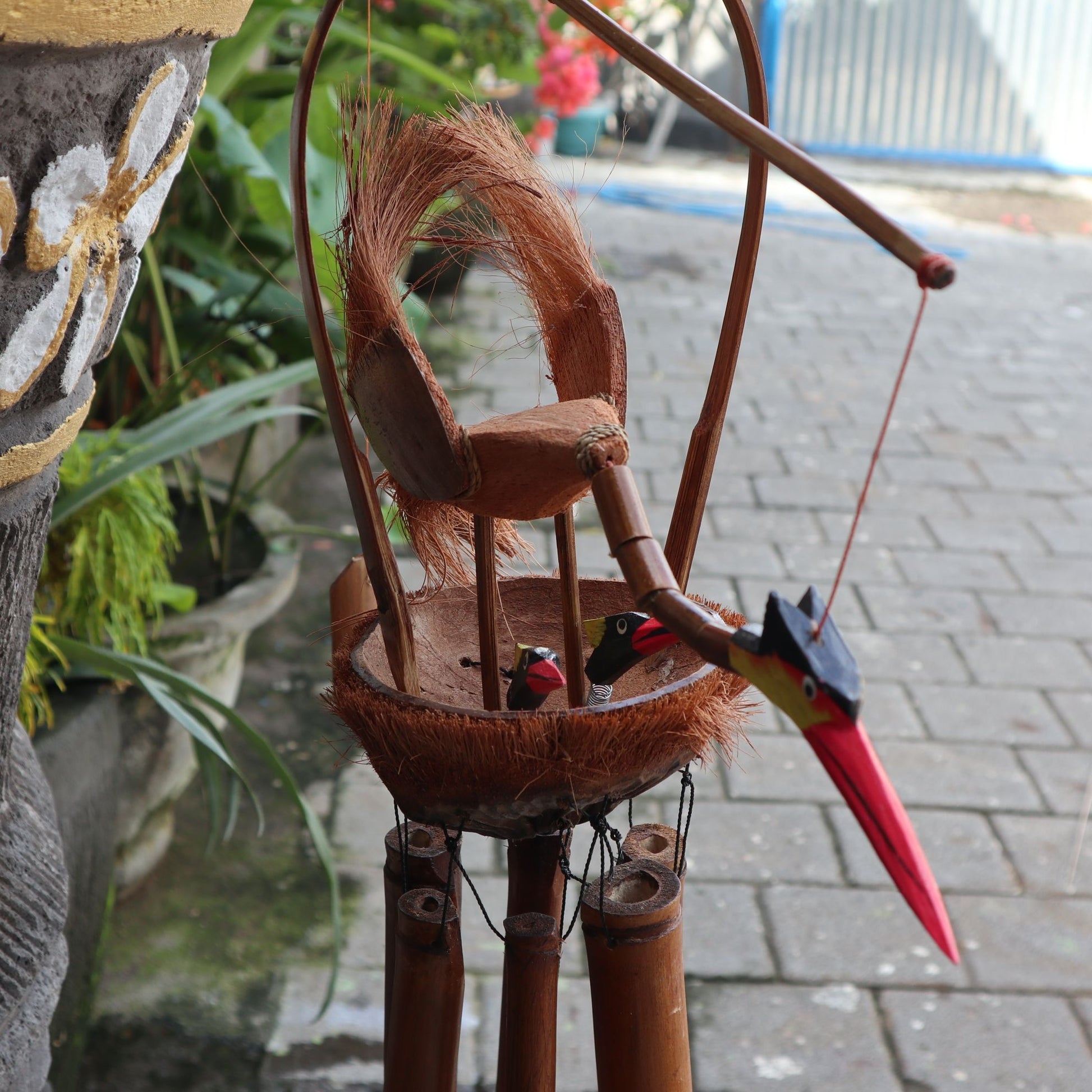 Bamboo Windchime - Natural finish - Mother & Chicks - Luna Panther