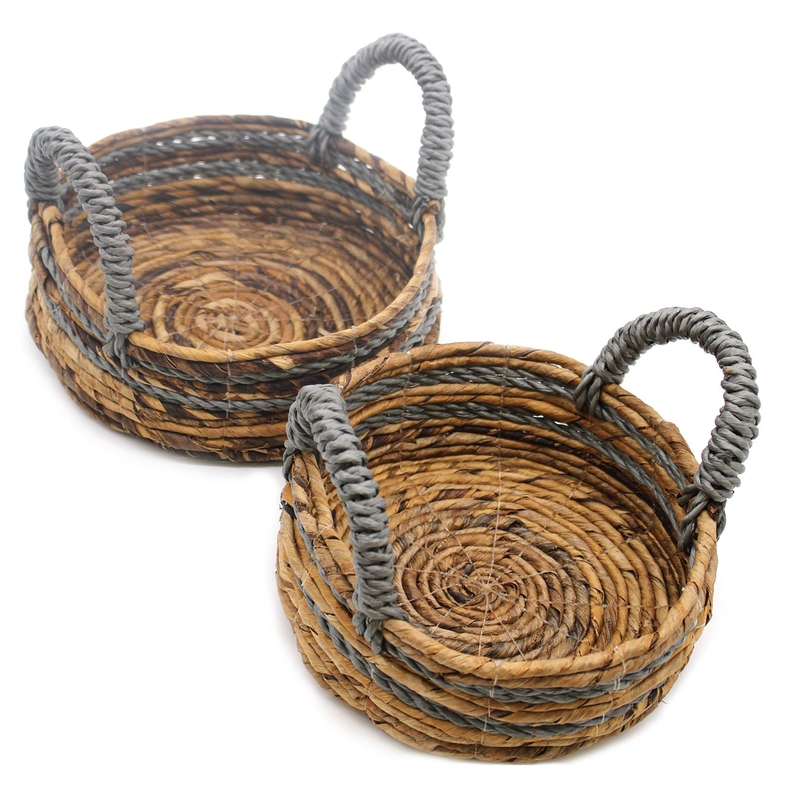 Banana Leaf & Abu - abu Raffia Basket - Set of 2 - Luna Panther