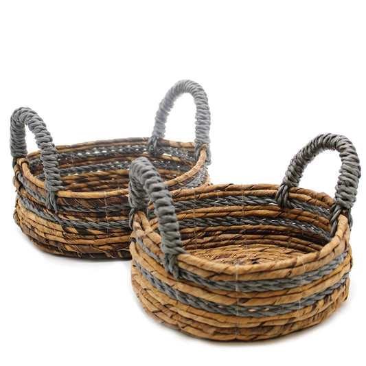 Banana Leaf & Abu - abu Raffia Basket - Set of 2 - Luna Panther alternate view