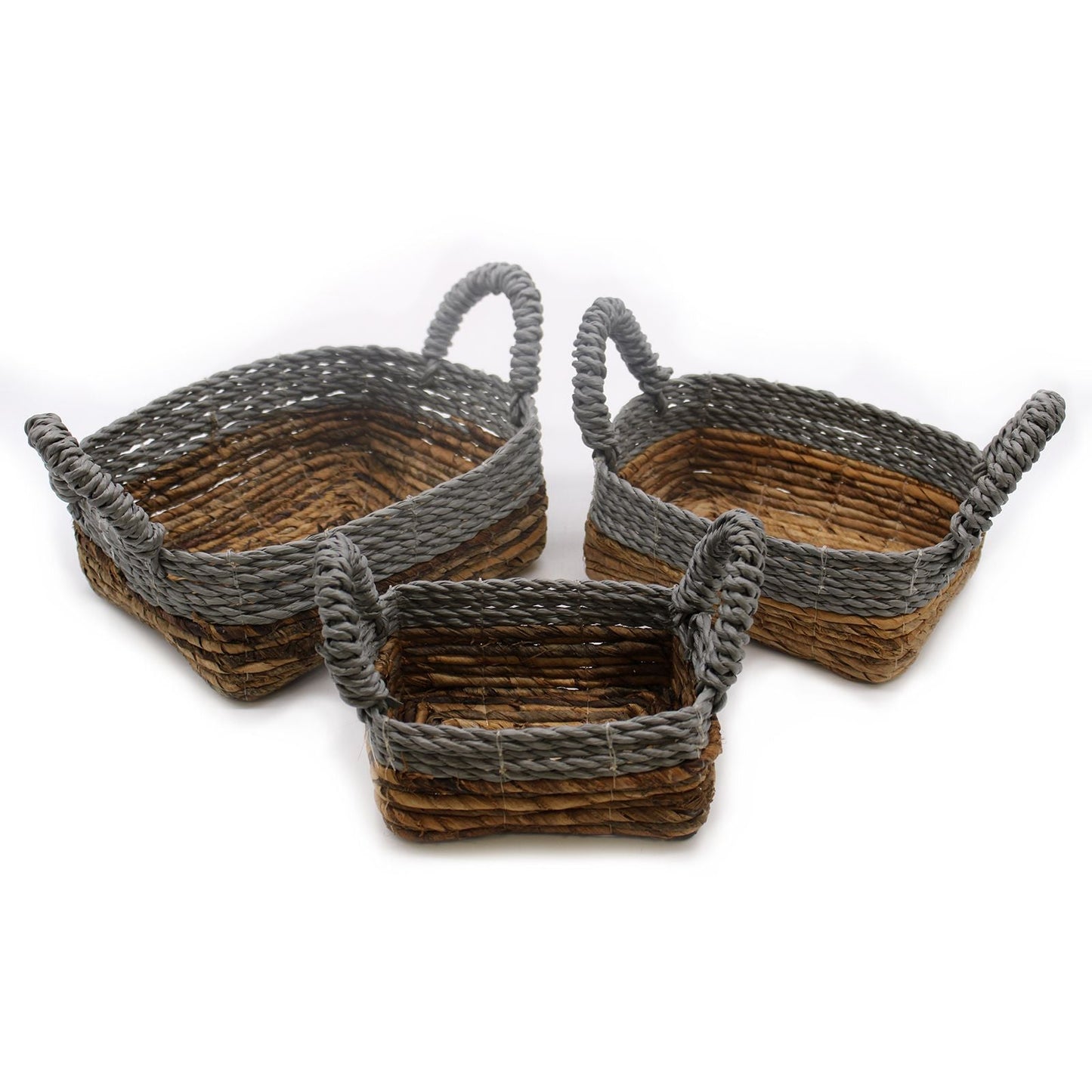 Banana Leaf & Abu - Abu Raffia Square Basket - Set of 3 - Luna Panther