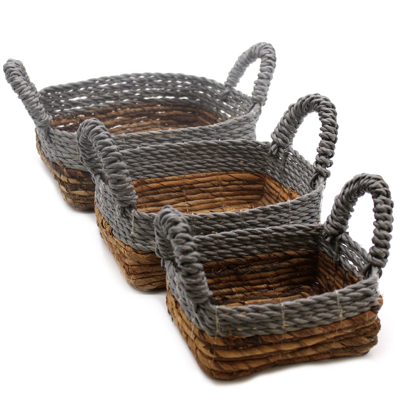 Banana Leaf & Abu - Abu Raffia Square Basket - Set of 3 - Luna Panther