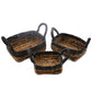Banana Leaf & Hitam Raffia Square Basket - Set of 3 - Luna Panther