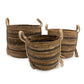 Banana Leaf & Seagrass Large Baskets - Natural Browns - Set of 3 - Luna Panther