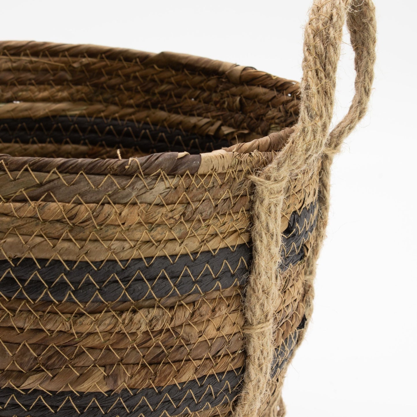 Banana Leaf & Seagrass Large Baskets - Natural Browns - Set of 3 - Luna Panther