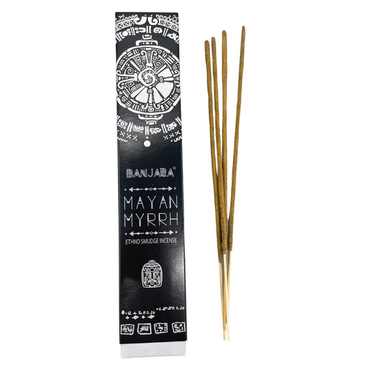 Polished Banjara Tribal Smudge Incense - Mayan Myrrh featuring natural patterning and unique variations - Luna Panther