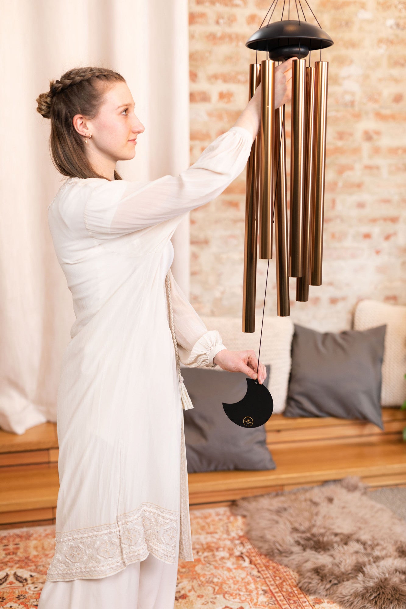 MEINL Sonic Energy Moon Meditation Chime 44"/110 cm - 432 Hz - Round Arch/Bronze detail view 4 at Luna Panther