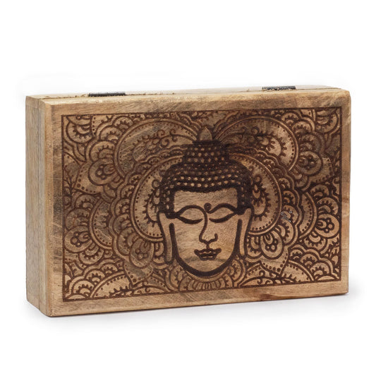 Big Rectangle Box 21.5x14x6.3cm - Buddha Face Black Engraved - Luna Panther