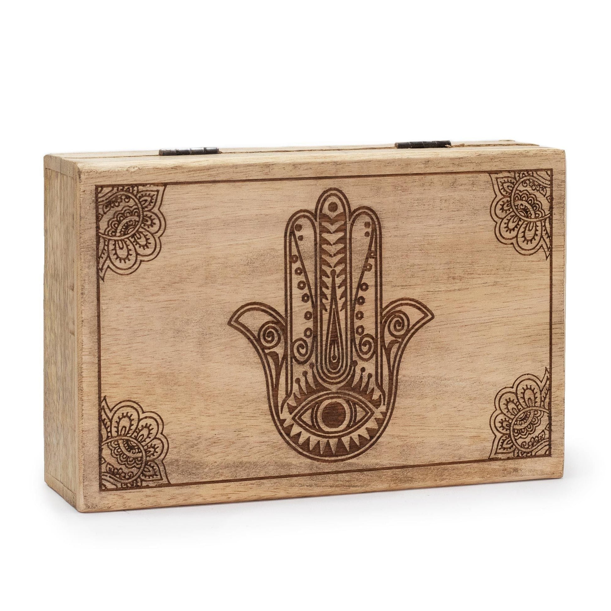 Big Rectangle Box 21.5x14x6.3cm - Hamsa Black Engraved - Luna Panther