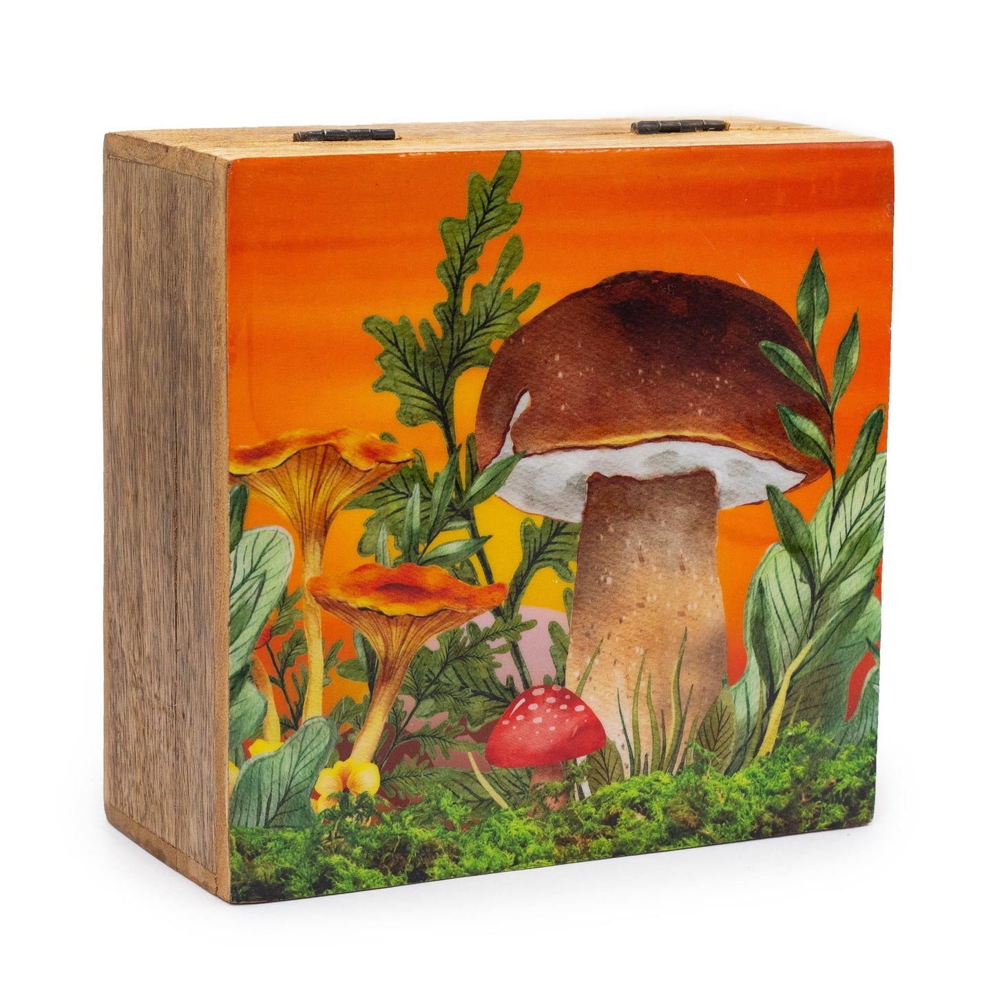 Big Square Box 15x17.5x8cm - Mushroom Design Maroon - Luna Panther