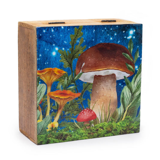 Big Square Box 15x17.5x8cm - Mushroom Design Teal - Luna Panther