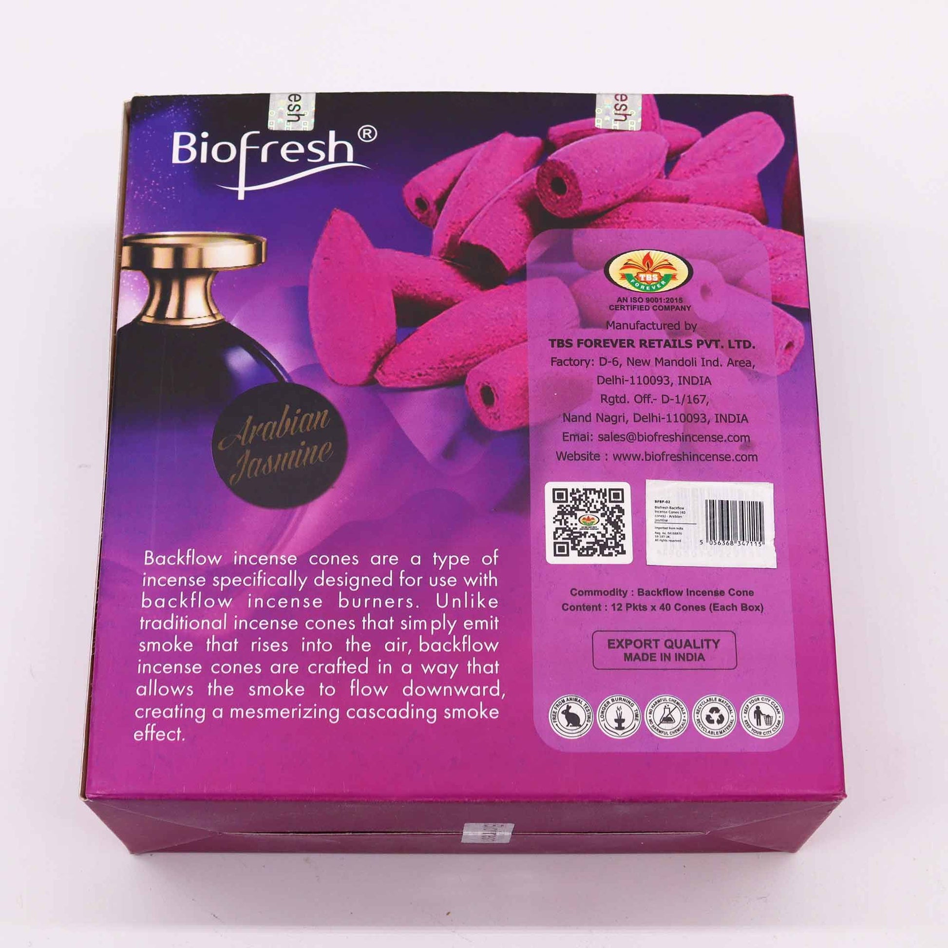 Biofresh Backflow Incense Cones - Arabian Jasmine - Luna Panther