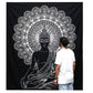 Black and White Double Cotton Bedspread + Wall Hanging - Buddha - Luna Panther