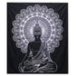 Black and White Double Cotton Bedspread + Wall Hanging - Buddha - Luna Panther