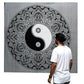 Black and White Double Cotton Bedspread + Wall Hanging - Yin Yang - Luna Panther
