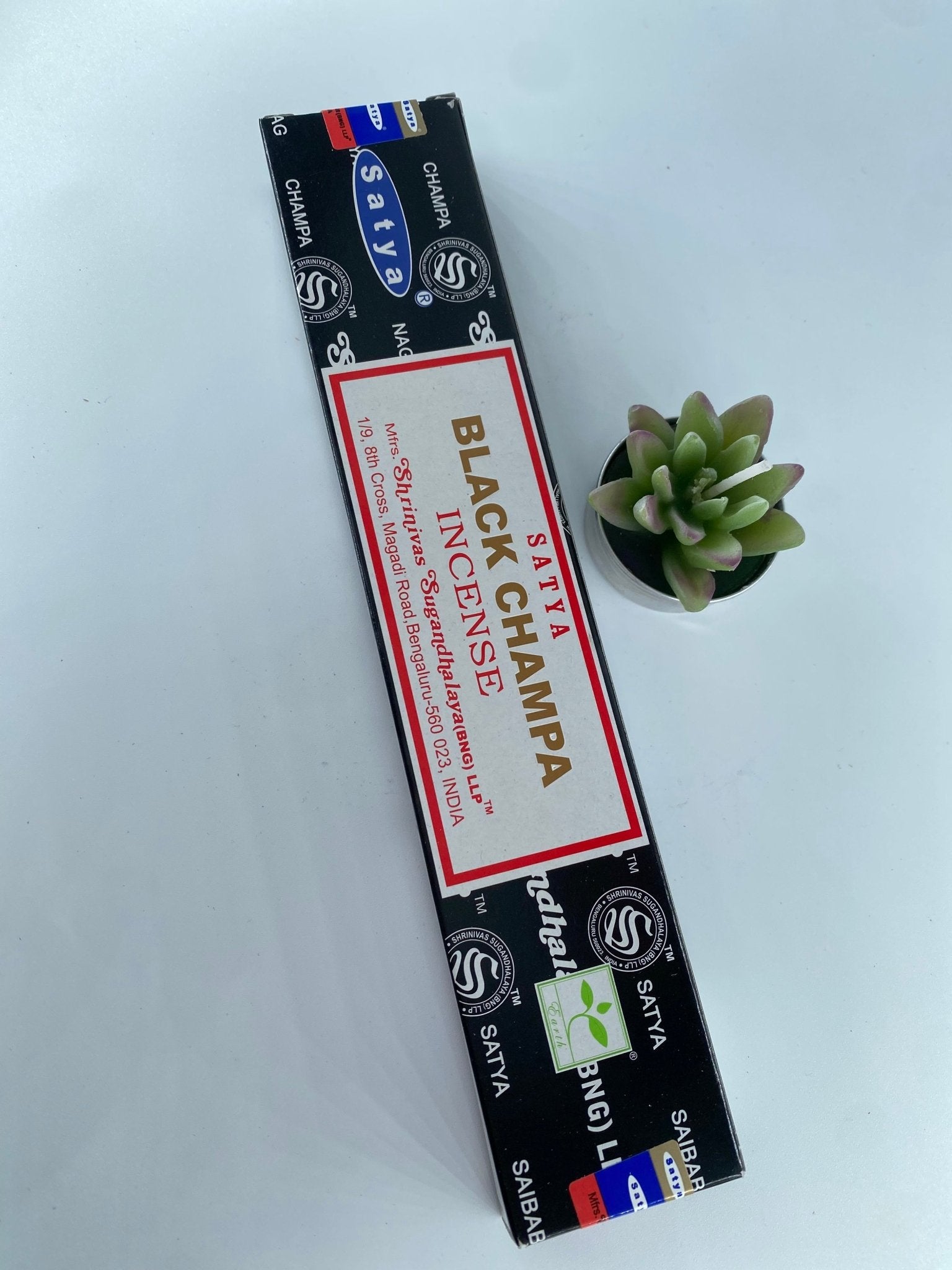 Polished Black Champa Incense - Satya featuring natural patterning and unique variations - Luna Panther